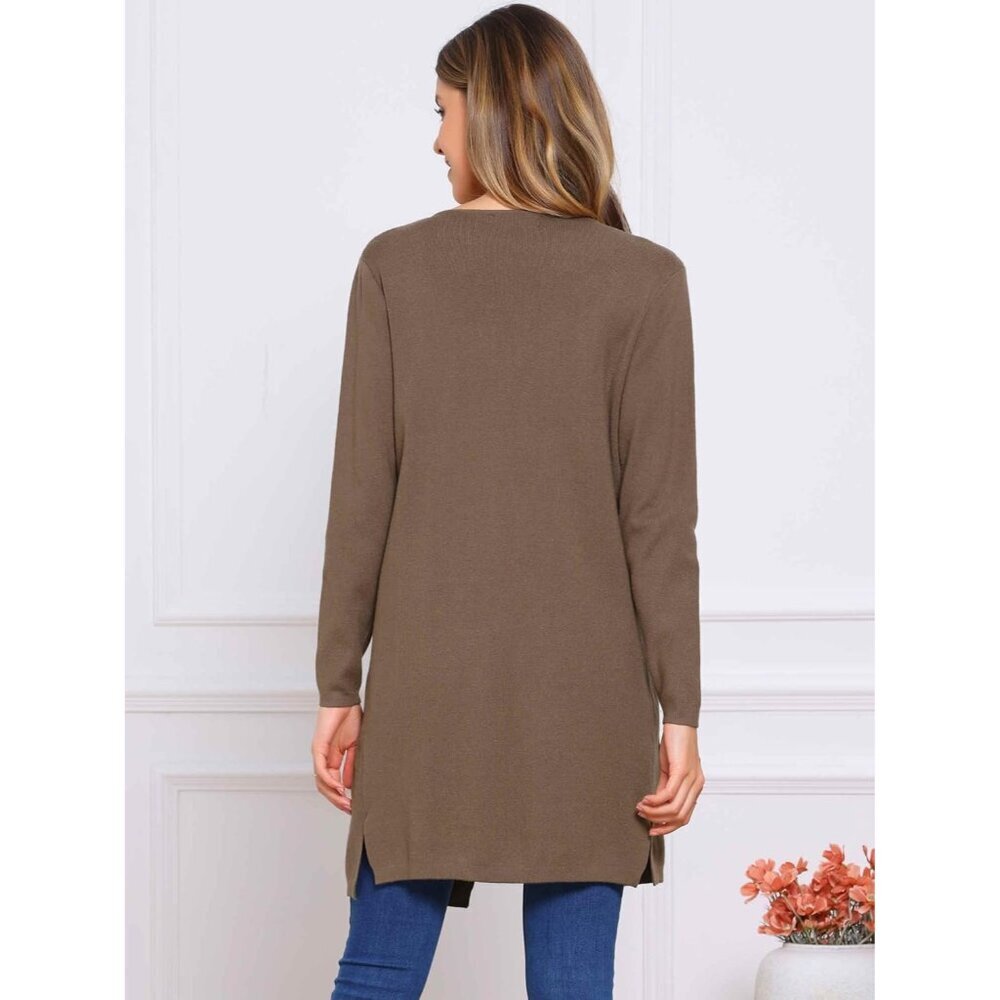 Long Cardigan Sweater Women Fall Winter Open Front Knit Casual Size Medium - Picture 3 of 5